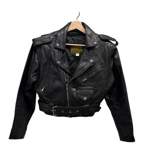 Protect Leather Apparel size Small Black Leather Cropped Biker Moto Jacket
